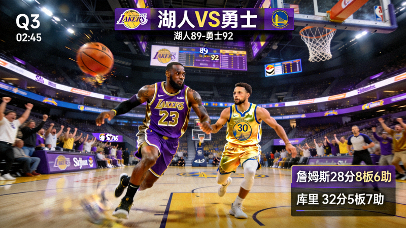 NBA常规赛洛杉矶湖人对阵金州勇士的比赛直播画面